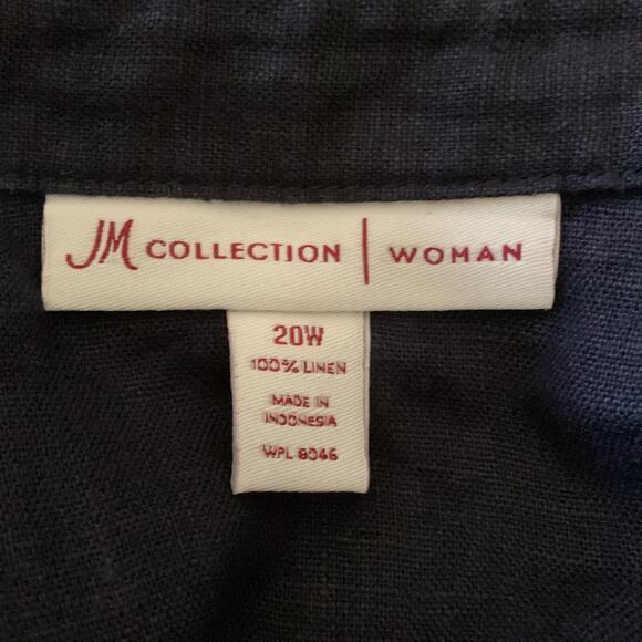 JM Collection Women's 20W Tunic Blouse 100% Linen V-neck Gem Details Holiday Top - Picture 9 of 10